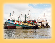Fischerboote im Hafen von Laem Singh